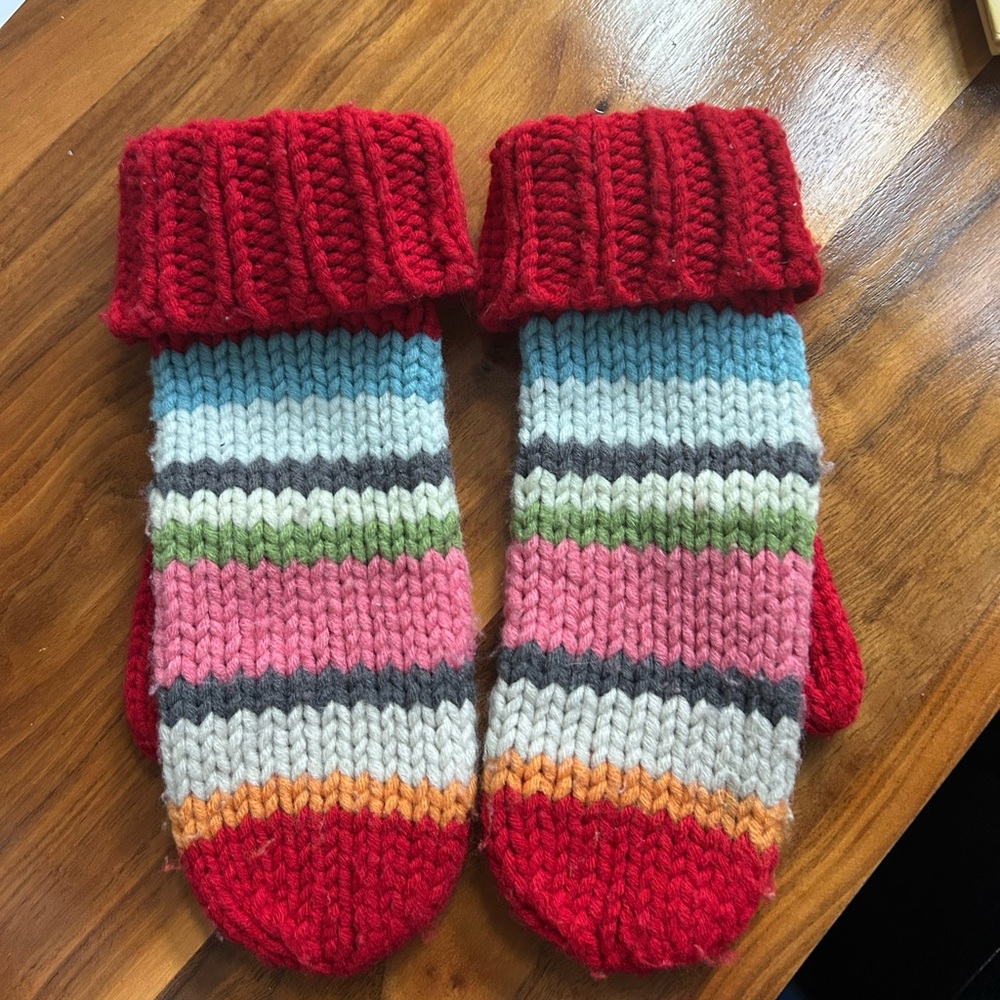 GAP Multicolor Striped / holiday stripe Mittens y2k